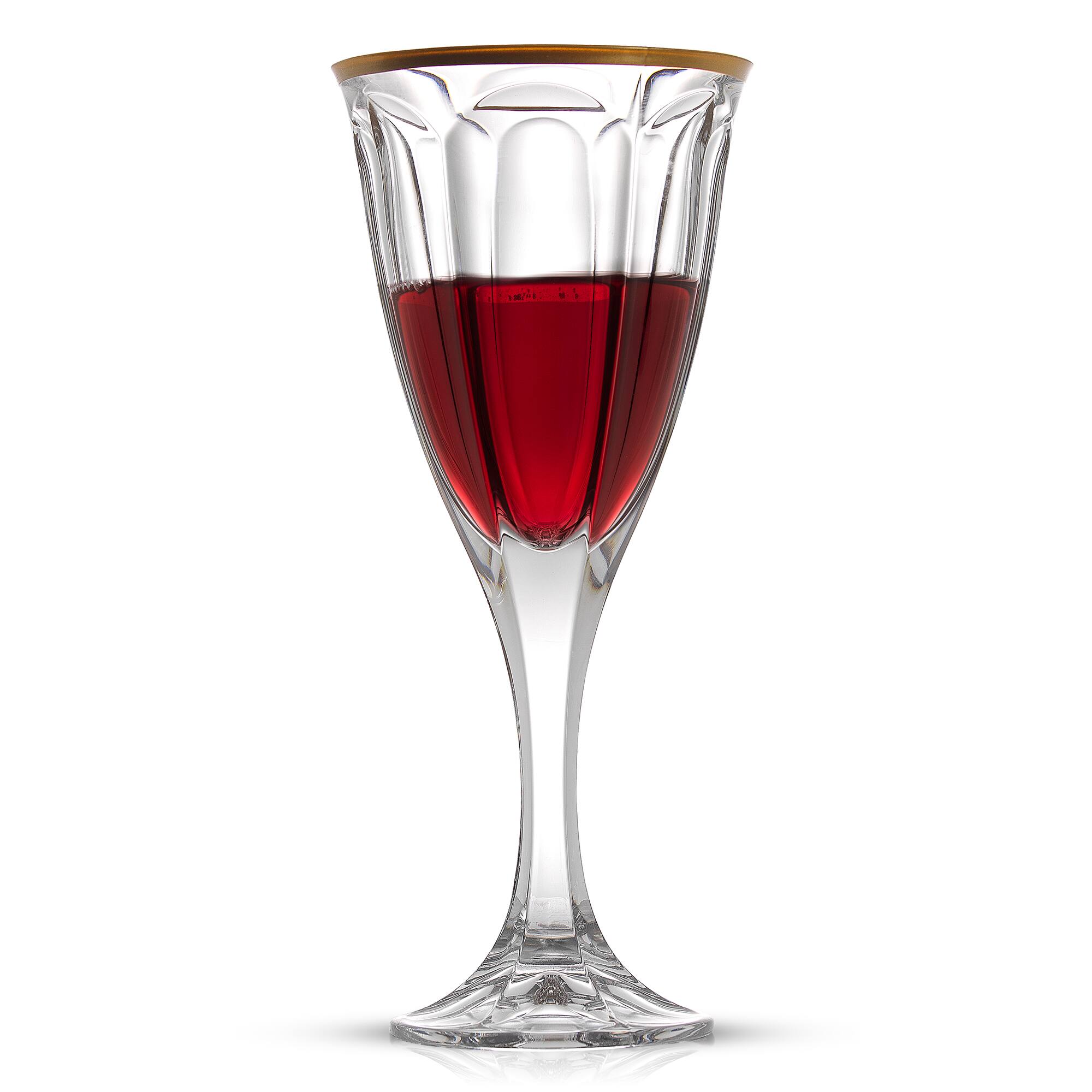 JoyJolt® 8oz. Gold Rimmed Windsor Crystal Red Wine Glasses, 2ct.